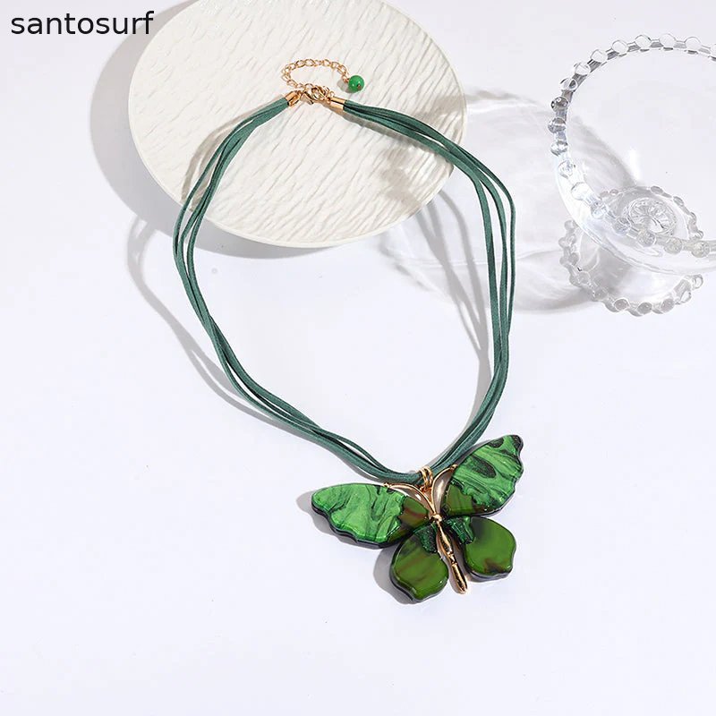 Art Butterfly Pendant Necklace