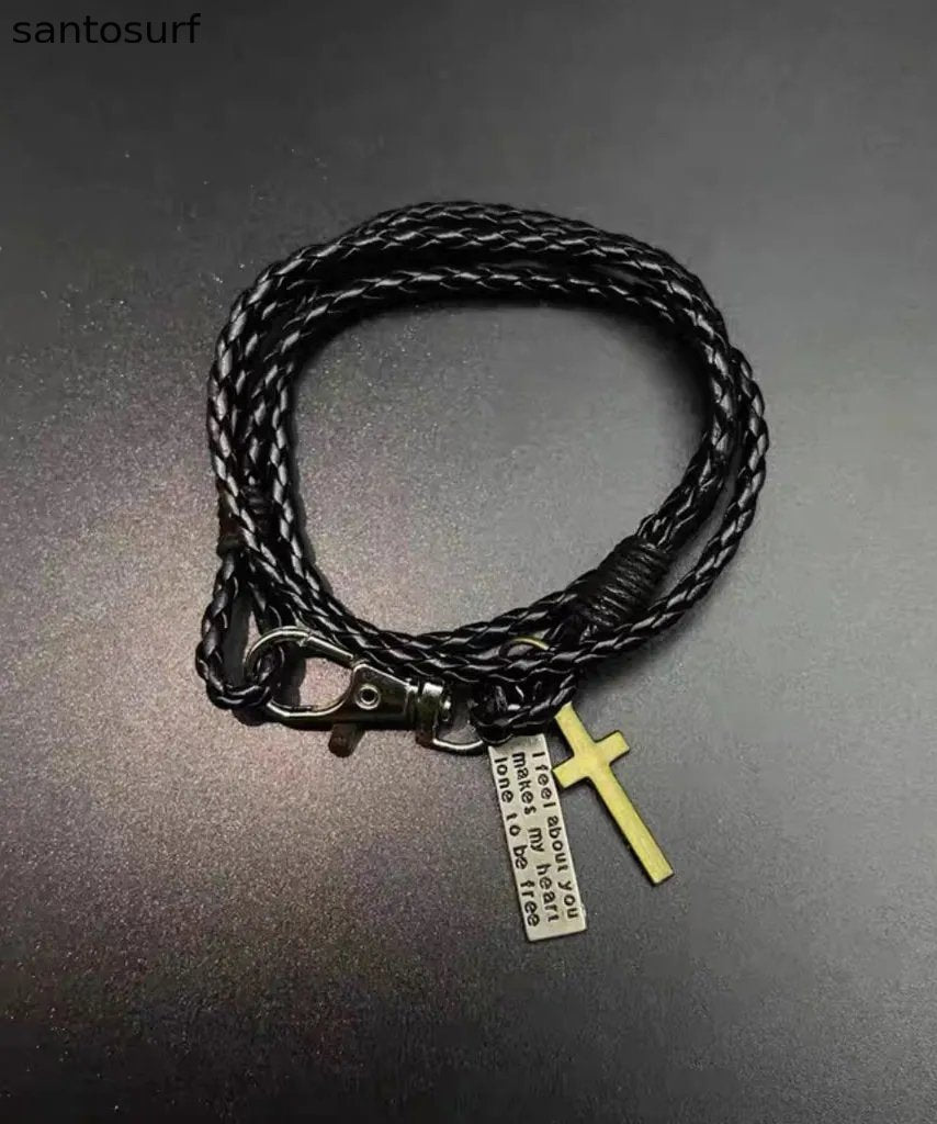 Retro Layering Braided Rope Stainless Steel Charm Bracelet