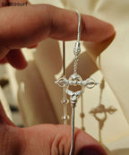 Handmade Silver Gilding Diamond Pestle Bracelet