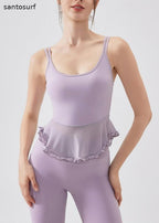 Hot Navy Ruffled Patchwork Sexy Sports Bra