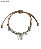 Casual Alloy Weaving Ceramic Butterfly Charm Bracelet Two Piece Set