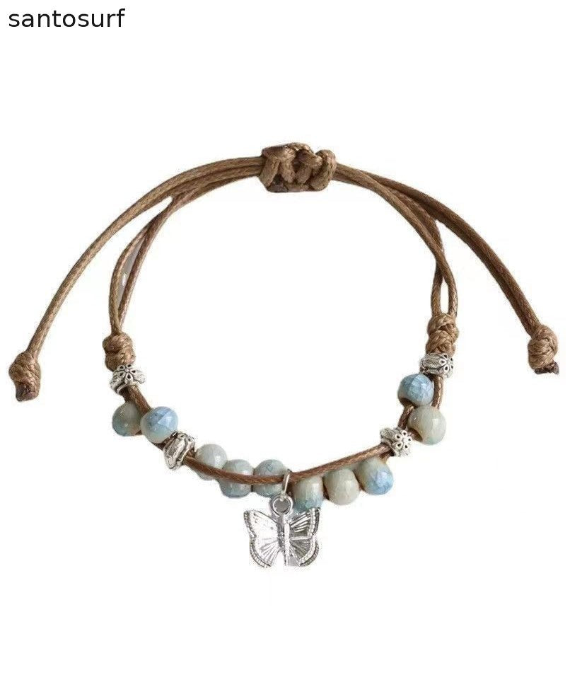 Casual Alloy Weaving Ceramic Butterfly Charm Bracelet Two Piece Set