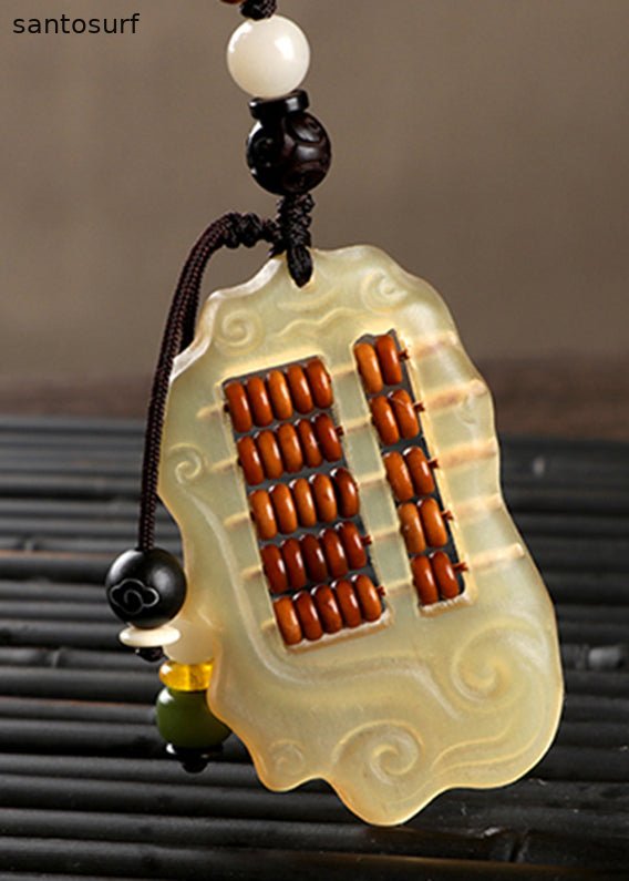 Unique Yellow Xiangyun Sandalwood Abacus Key Pendant