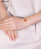 Stylish Red Sterling Silver Overgild Agate Bracelet