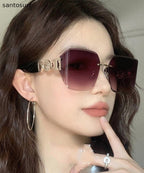 Vogue Black Metal UV Protection Hollow Out Sunglasses