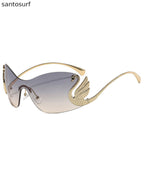 European And American Grey Frameless Integrated Sunglasses