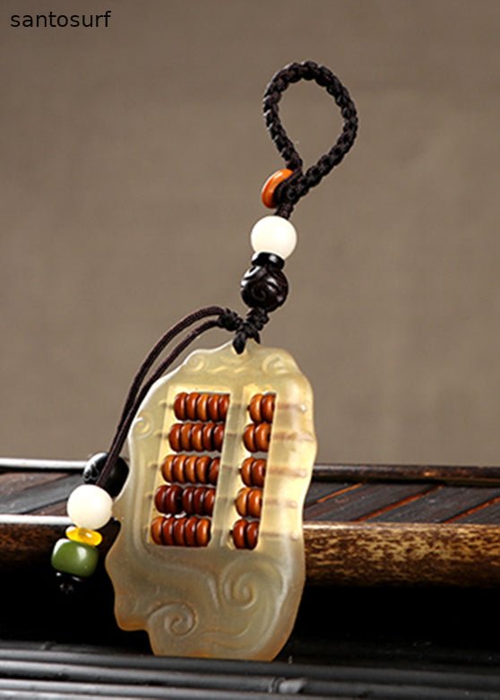 Unique Yellow Xiangyun Sandalwood Abacus Key Pendant