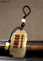 Unique Yellow Xiangyun Sandalwood Abacus Key Pendant