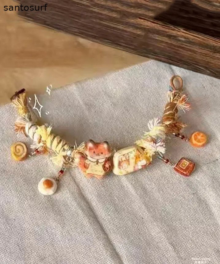 Handmade Yellow Alloy Weave Small Snimal Charm Bracelet