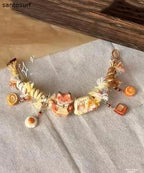 Handmade Yellow Alloy Weave Small Snimal Charm Bracelet
