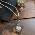 Vintage Heart Charm Rope Necklace