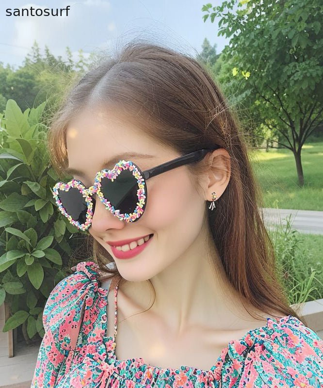 Cute Black Resin Candy Love Beach Sunglasses