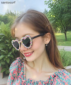 Cute Black Resin Candy Love Beach Sunglasses