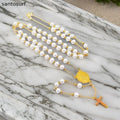 Pearls Virgin Mary Necklace In Gold