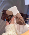 Women Tawny Metal Polygon Ultraviolet-Proof Sunglasses