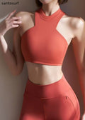 Club Orange Halter Summer Crop Top Workout