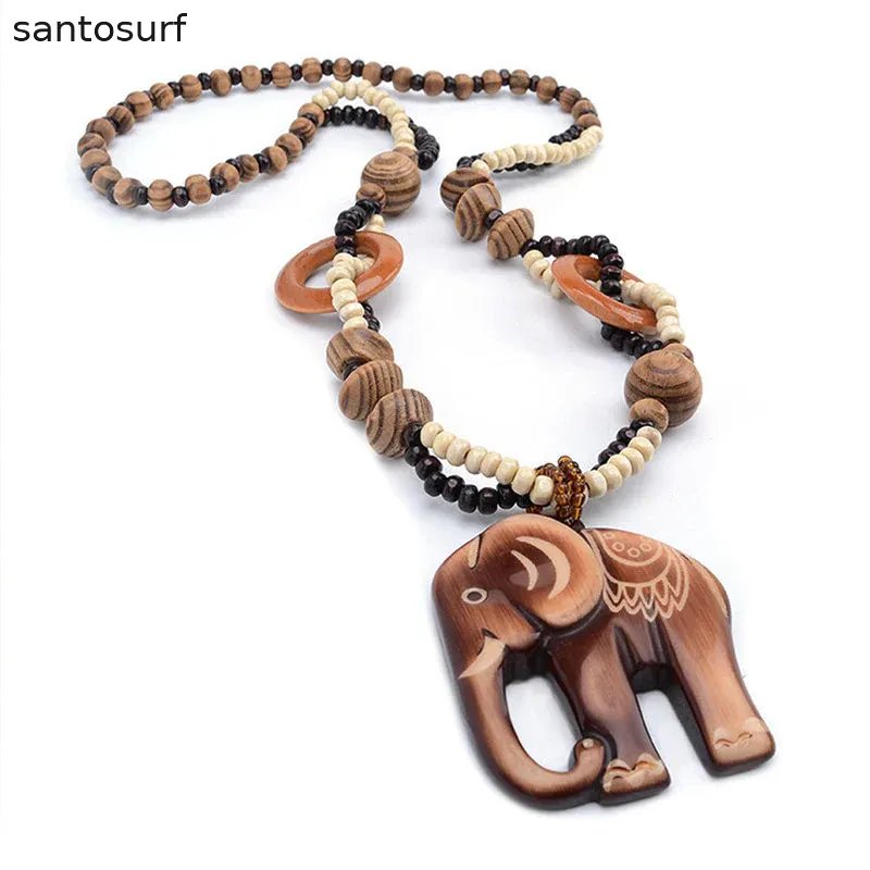 Retro Ethnic Style Wooden Necklace