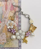 Fashion Floral Pearl Butterfly Adjustable Alloy Bracelet