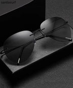 Chic Men Black Metal UV Protection Toad Mirror Sunglasses