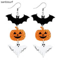 Spooky Night Bat & Pumpkin Earrings