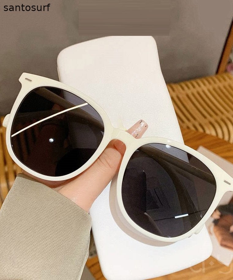 Simple White Resin Patchwor UV Protection Sunglasses