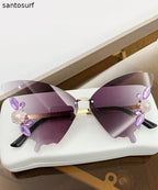 DIY Yellow Metal Zircon Pearl Butterfly Sunglasses