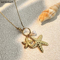 Golden Starfish Pendant Necklace