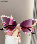Beautiful Yellow Metal Butterfly Floral Sunglasses