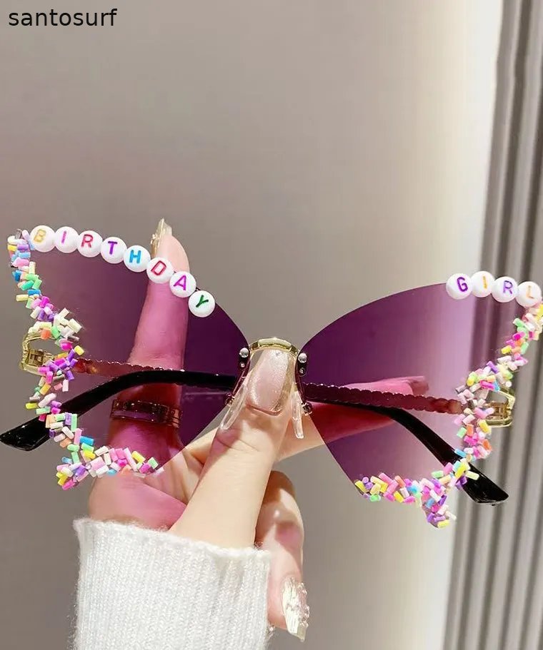 Beautiful Yellow Metal Butterfly Floral Sunglasses