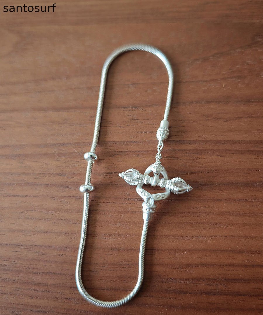 Handmade Silver Gilding Diamond Pestle Bracelet
