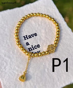 Chinese Style Golden Enamel Technique Copper Charm Bracelet