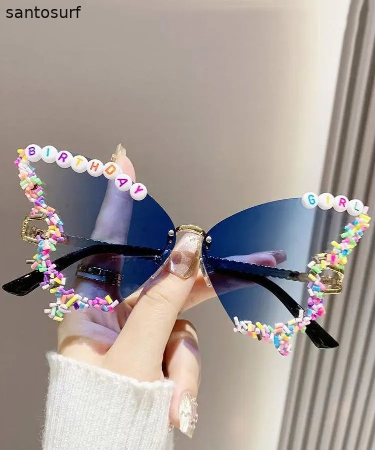 Beautiful Yellow Metal Butterfly Floral Sunglasses