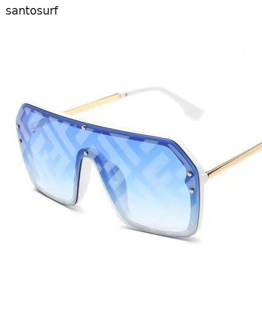 European And American Style Black Square Letter Integrated Sunglasses