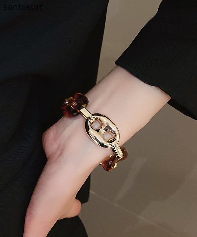 Retro Coffee Alloy Acrylic Charm Bracelet