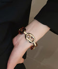 Retro Coffee Alloy Acrylic Charm Bracelet