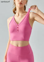 Hot Pink V Neck Patchwork Yoga Wrap Top