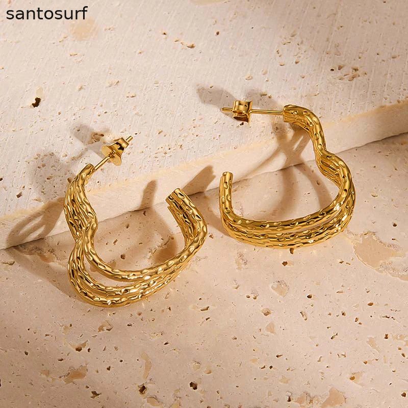 Textured Gold Hoop Earrings