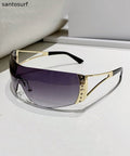 Boho Gold Grey Resin Zircon UV Protection Sunglasses