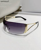 Boho Gold Grey Resin Zircon UV Protection Sunglasses