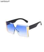 European And American Yellow Gradient Sunglasses Frameless One-Piece Design