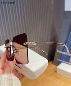 Women Tawny Metal Polygon Ultraviolet-Proof Sunglasses