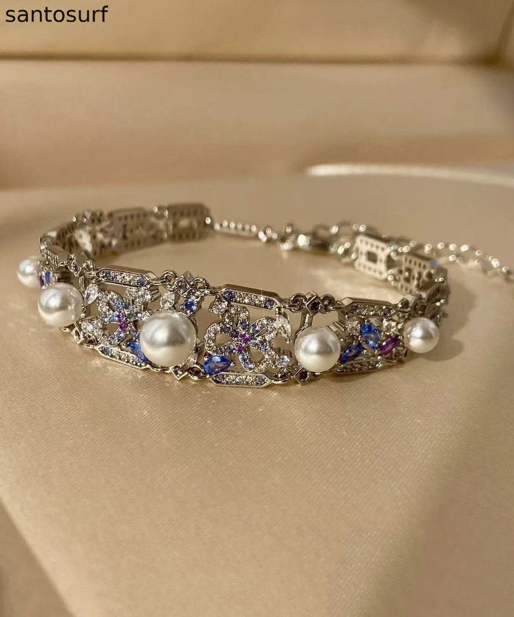 Luxury Pearl Zircon Sapphire Bracelet