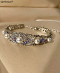 Luxury Pearl Zircon Sapphire Bracelet