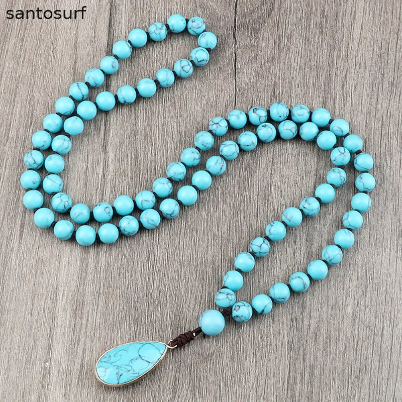 Ethnic Style Turquoise Water Drop Pendant Necklace