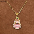 Pink Chalcedony Gourd Elegant Necklace