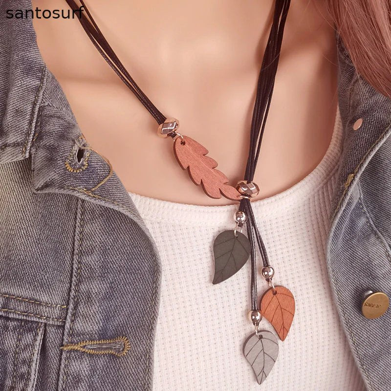 Autumn Leaves Boho Pendant Necklace
