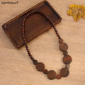 Rustic Wooden Bead Statement Necklace