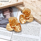 Metallic Petal Statement Earrings