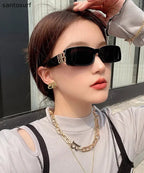 Modern Black Resin Patchwork UV Protection Sunglasses