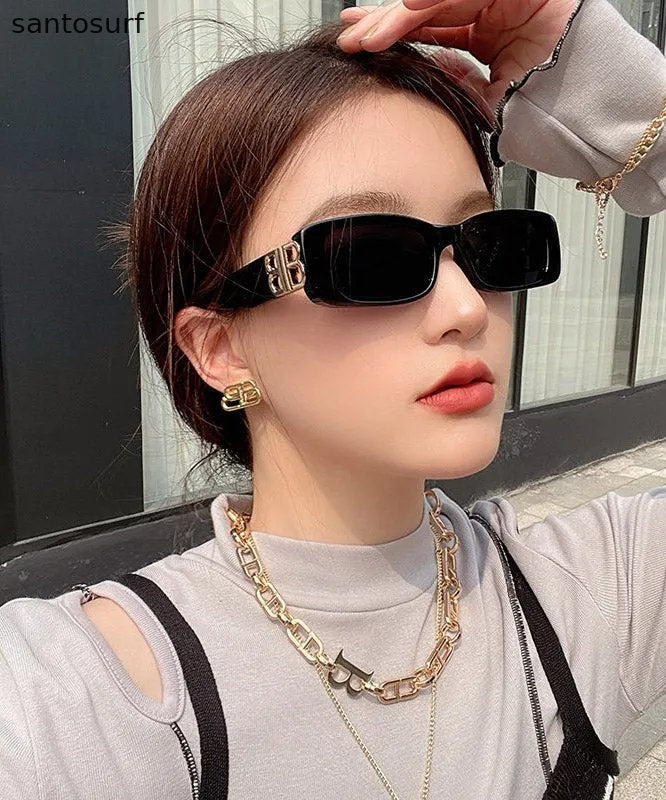 Modern Black Resin Patchwork UV Protection Sunglasses